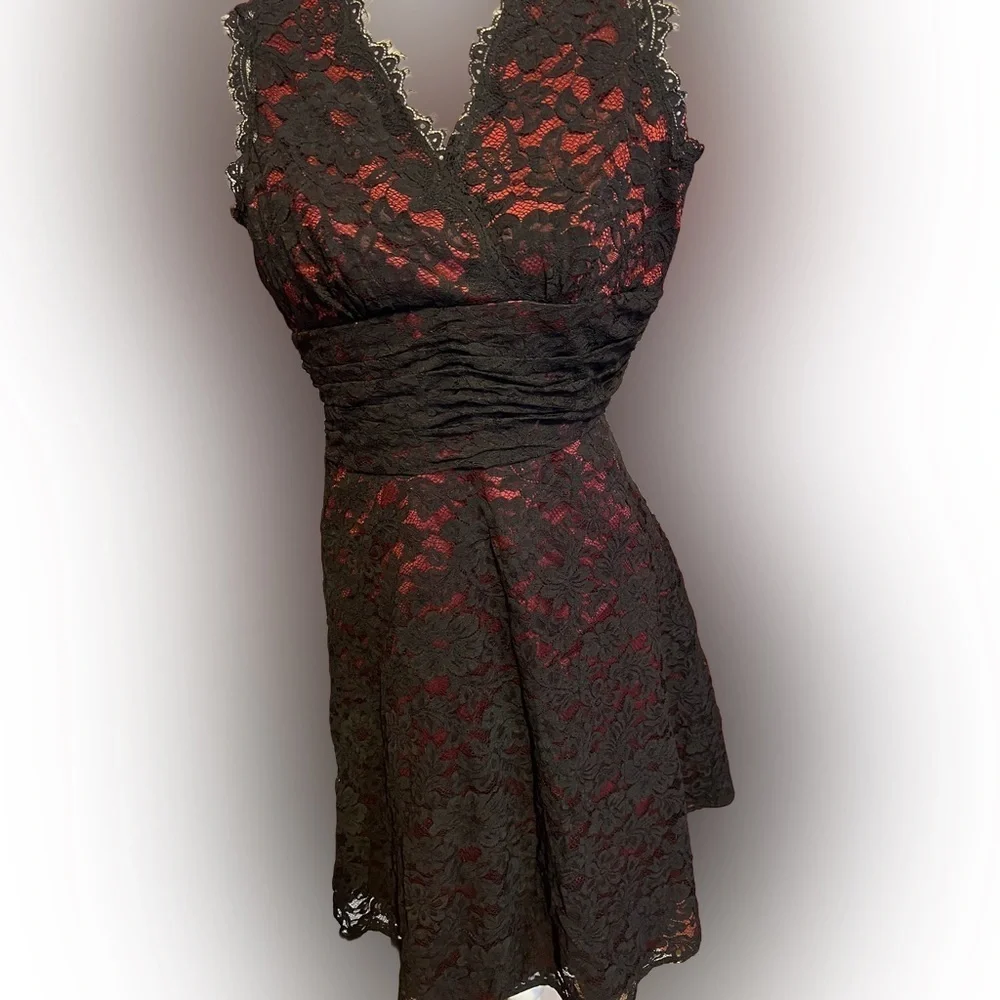 Dessy Collection | Dresses | Dessy Collection Black Lace Over Red Dress 4 |  Poshmark